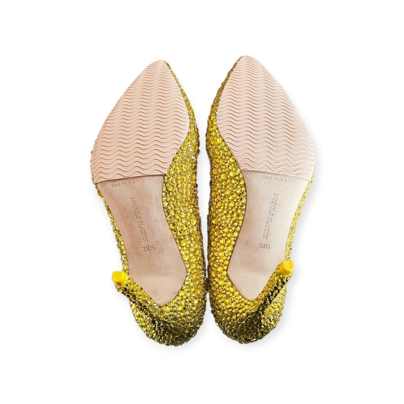 Manolo Blahnik Custom Yellow Strassed Rhinestone Heels Size 38.5